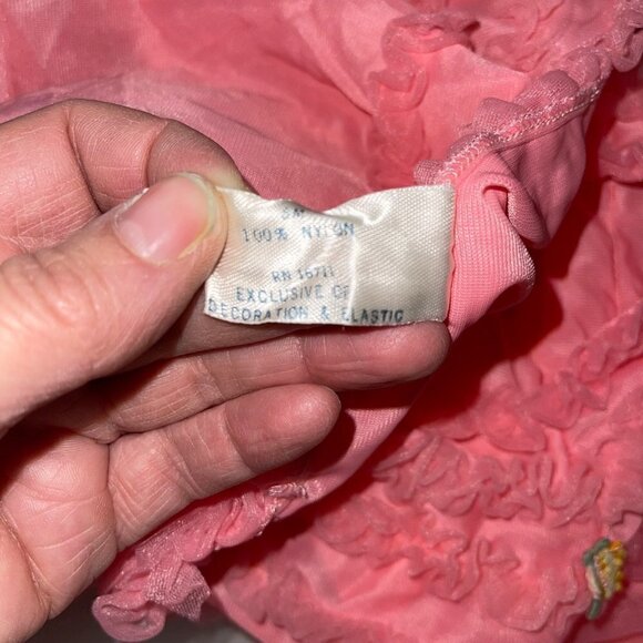 Layered Nightie Top Womens Size Small S Vintage Pure Nylon Ruffle Applique Pink - Picture 5 of 10